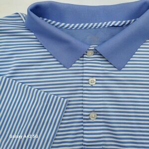 Cutter & Buck Mens LILAC- White Striped Golf Polo Shirt Short Sleeve Size L